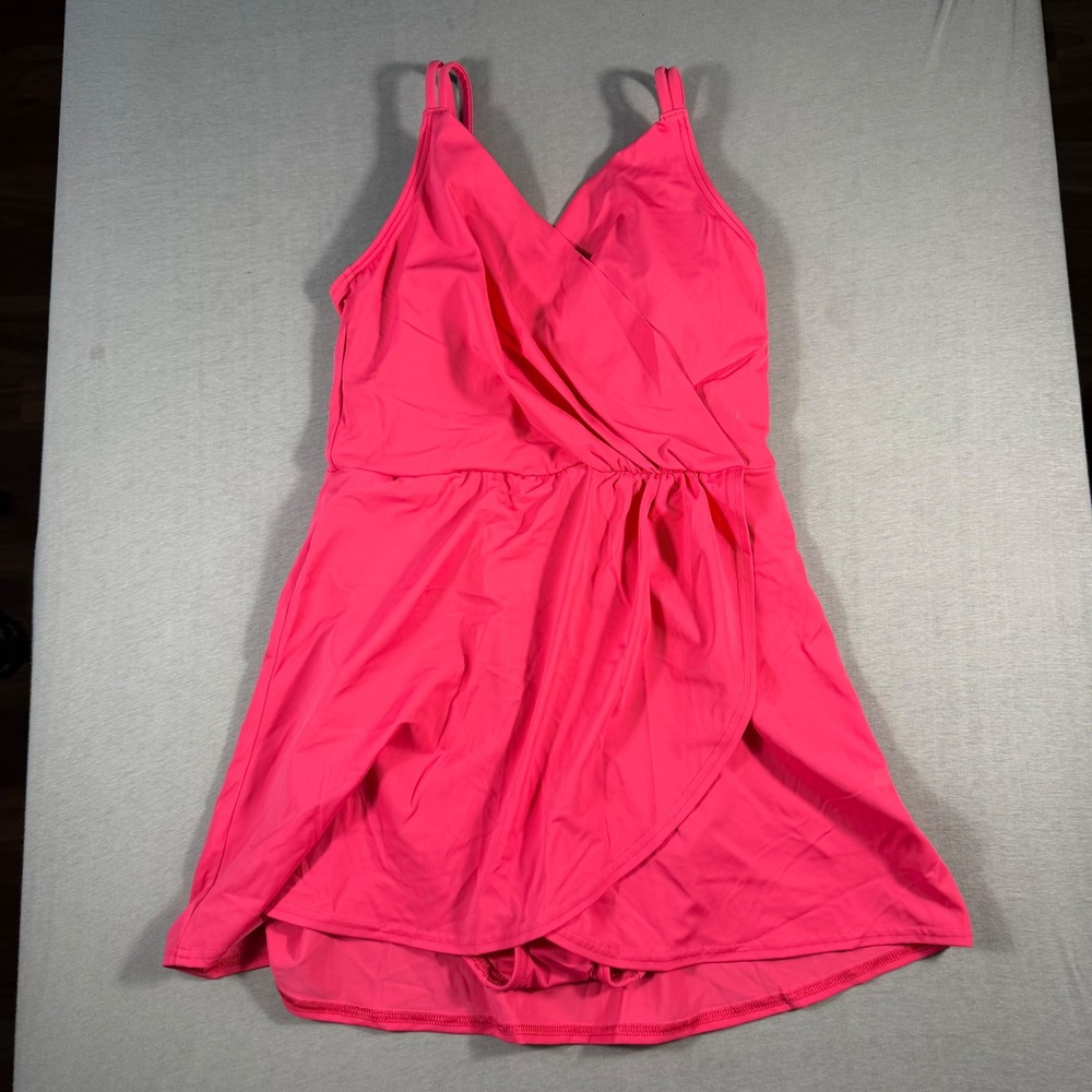 Lands End Pink Swim Dress One Piece Swimsuit XS 2-4